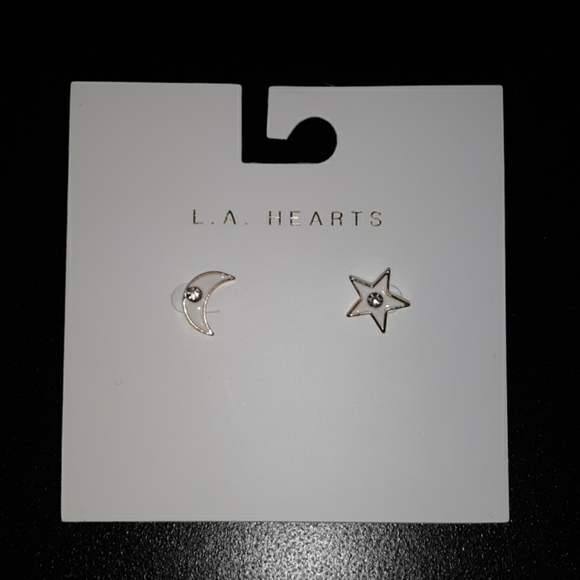 New LA Hearts Gold Opal Celestial Stud Earrings - Picture 2 of 3